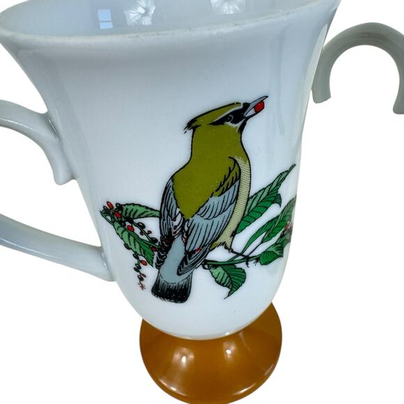 Fred Roberts Song Bird Vintage 1960s 1970s Ceramic Pedestal Mugs Set Of 2 - Picture 2 of 7